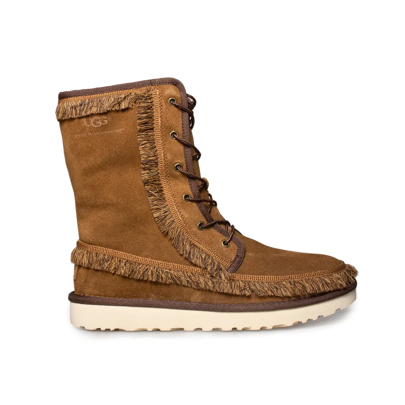 Men's genuine shearling - lined leather winter bootsUGG Riki Lace Tall Chestnut Boots - Men's