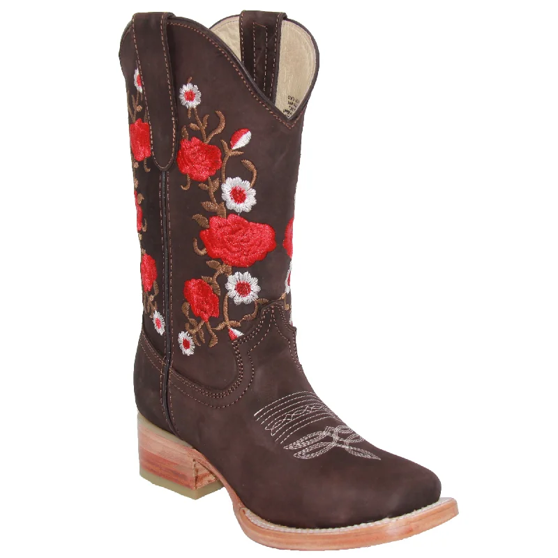 Men's western boots in a rich brown or black leatherWomen’s Square Toe Floral Embroidered Cowgirl Leather Boots Men's western boots in a rich brown or black leatherWomen’s Square Toe Floral Embroidered Cowgirl Leather Boots