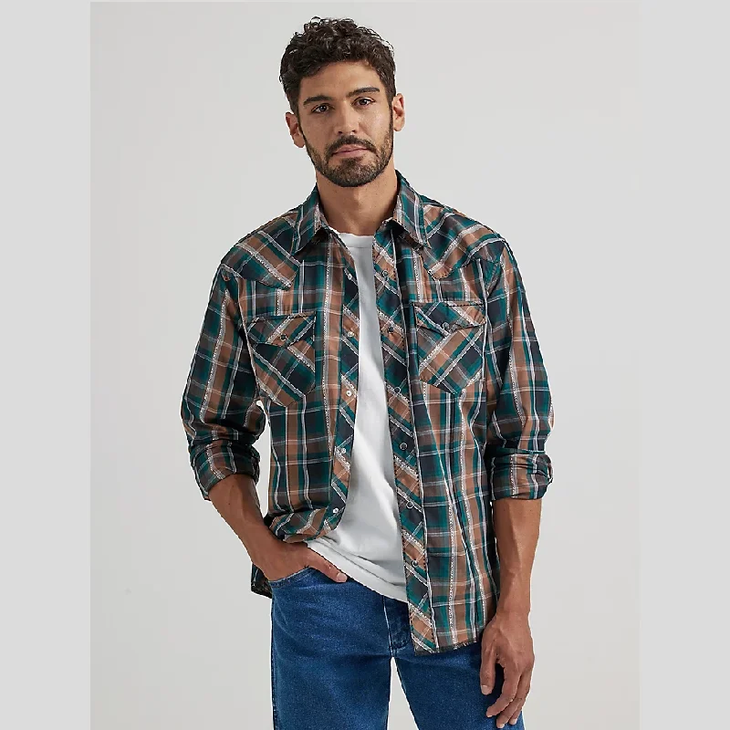 Men's western boots with a leather lining and a padded insoleWrangler® Men's Long Sleeve Western Shirt - Teal Tan Plaid Men's western boots with a leather lining and a padded insoleWrangler® Men's Long Sleeve Western Shirt - Teal Tan Plaid