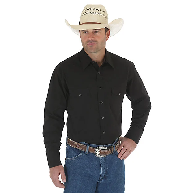 Men's western boots with a decorative inlay on the toe and heelWrangler® Men's Western Shirts - Black Men's western boots with a decorative inlay on the toe and heelWrangler® Men's Western Shirts - Black