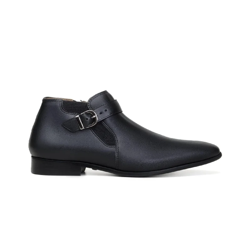 Men's formal shoes with a wingtip design'Archer' men's black vegan-leather boot by Zette Shoes