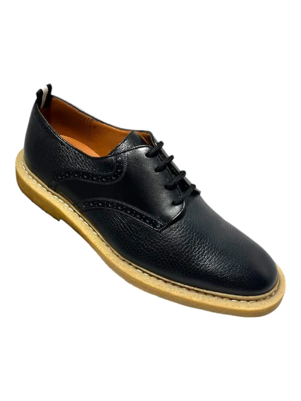 Brogue - style men's formal shoes for a sophisticated lookBally Nek 6222929 Men's Black Perforated Deer Grained Leather Shoe Brogue - style men's formal shoes for a sophisticated lookBally Nek 6222929 Men's Black Perforated Deer Grained Leather Shoe