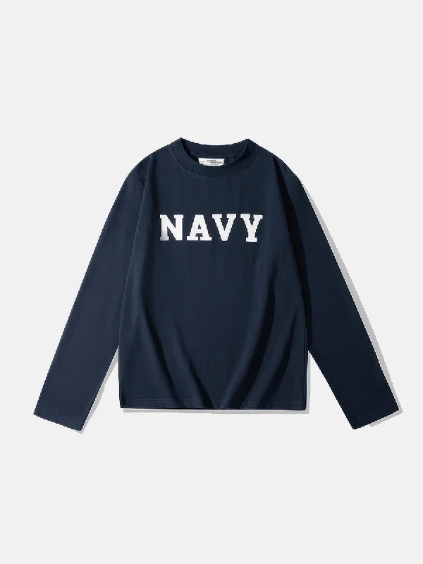 Men's formal shoes in a black or brown leatherBold Navy Statement Long Sleeve T-Shirt Men's formal shoes in a black or brown leatherBold Navy Statement Long Sleeve T-Shirt