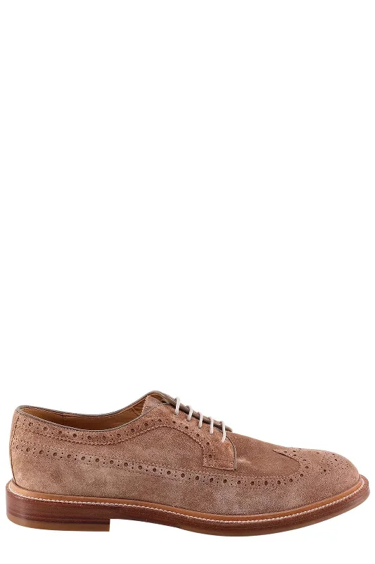 Men's formal shoes with a leather sole and heelBrunello Cucinelli Mens Perforated Detailed Brogues in Brown Men's formal shoes with a leather sole and heelBrunello Cucinelli Mens Perforated Detailed Brogues in Brown