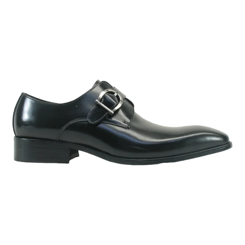 Men's formal shoes in a black or brown leatherCARRUCCI: Buckle Monk Strap KS503-35