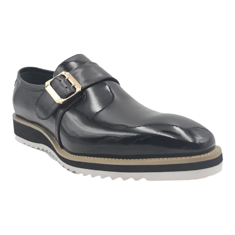 Men's formal shoes with a buckle closureCARRUCCI: Patent Leather Monk Slip On KS515-38 Men's formal shoes with a buckle closureCARRUCCI: Patent Leather Monk Slip On KS515-38