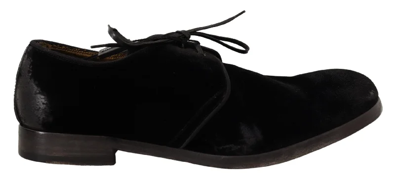 Men's formal shoes with a classic silhouetteDolce & Gabbana Elegant Velvet Derby Men's Shoes Men's formal shoes with a classic silhouetteDolce & Gabbana Elegant Velvet Derby Men's Shoes