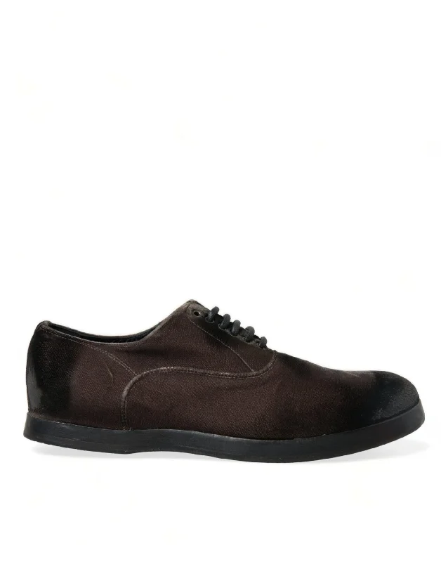 Men's formal shoes with a narrow toe boxDolce & Gabbana Elegant  Velvet Oxford Lace-up Men's Shoes