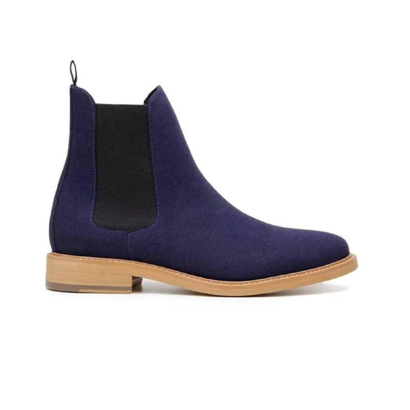 Men's formal shoes with a rubber heel cap for durability'Dylan' Unisex Chelsea Vegan Suede Boots by Ahimsa - Navy Men's formal shoes with a rubber heel cap for durability'Dylan' Unisex Chelsea Vegan Suede Boots by Ahimsa - Navy