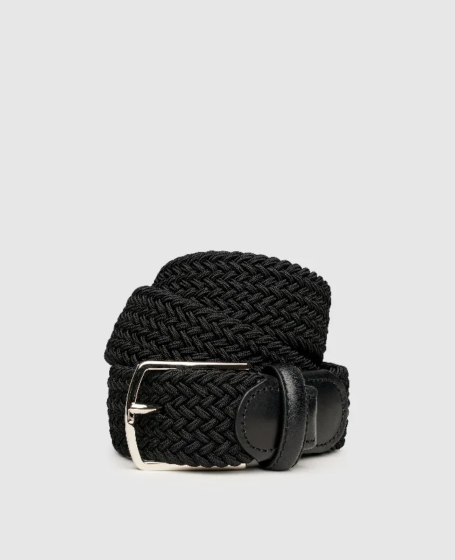 Men's boat shoes with a perforated design for ventilationBraided Belt - Black
