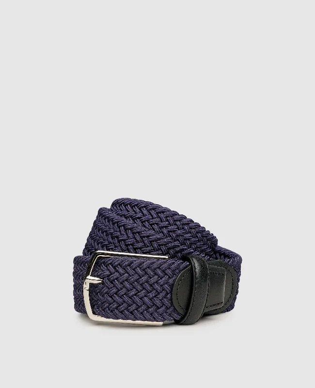 Men's boat shoes in a two - tone color schemeBraided Belt - Dark Blue