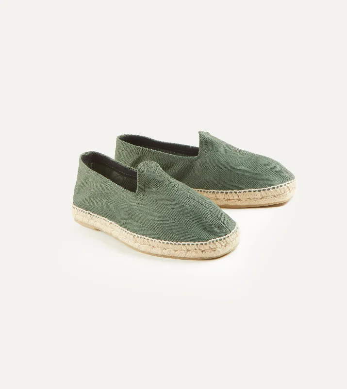 Men's semi - formal espadrilles for outdoor weddingsGreen Herringbone Cotton Espadrilles Men's semi - formal espadrilles for outdoor weddingsGreen Herringbone Cotton Espadrilles