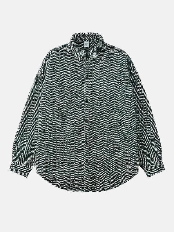 Men's formal shoes with a decorative perforationHerringbone Tweed Shirt Jacket