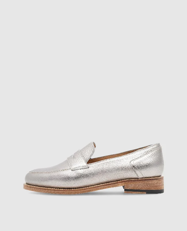 Men's leather boat shoes with a non - slip soleLee PL - Silver