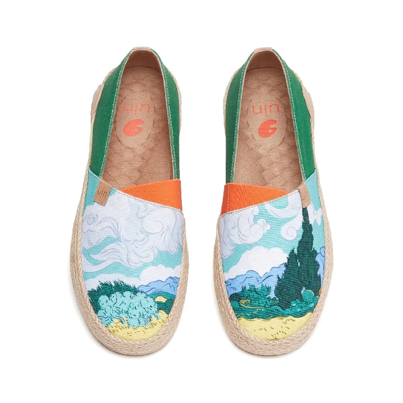Men's cotton - blend espadrilles with a hand - woven jute soleVan Gogh Wheatfield with Cypresses Marbella I Men Men's cotton - blend espadrilles with a hand - woven jute soleVan Gogh Wheatfield with Cypresses Marbella I Men