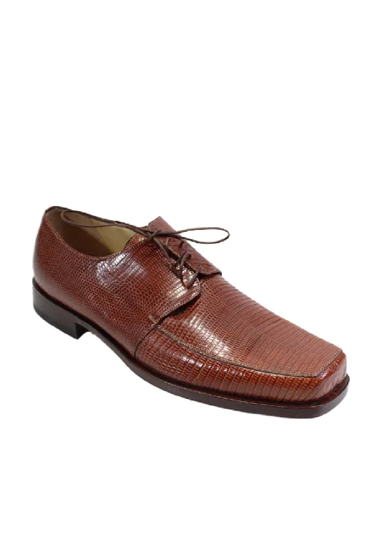 Men's formal shoes with a smooth leather finishTardini Mens Genuine Lizard Skin Square Toe Oxford Dress Shoes Brown Men's formal shoes with a smooth leather finishTardini Mens Genuine Lizard Skin Square Toe Oxford Dress Shoes Brown
