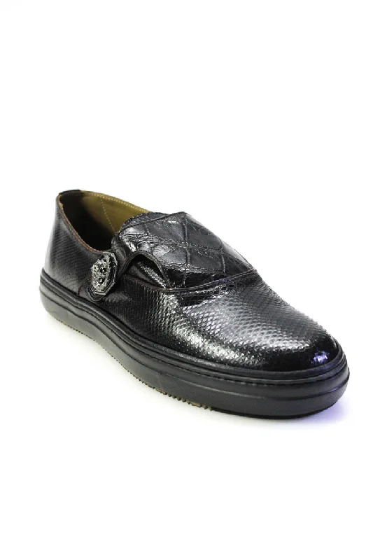 Men's formal shoes with a low - heeled designTardini Mens Genuine Python Snakeskin Buckle Loafers Moccasins Black Men's formal shoes with a low - heeled designTardini Mens Genuine Python Snakeskin Buckle Loafers Moccasins Black