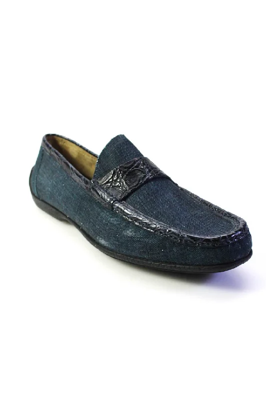 Men's formal shoes with a wingtip designTardini Mens Leather Alligator Trim Caldi Apron Toe Moccasins Blue Men's formal shoes with a wingtip designTardini Mens Leather Alligator Trim Caldi Apron Toe Moccasins Blue