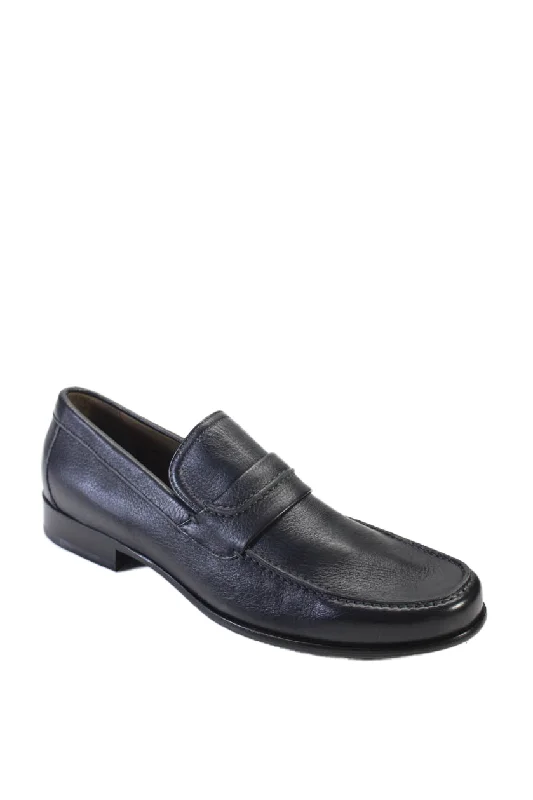 Men's formal shoes with a lace - up closureTardini Mens Leather Apron Toe Slip-On Moccasin Loafers Black