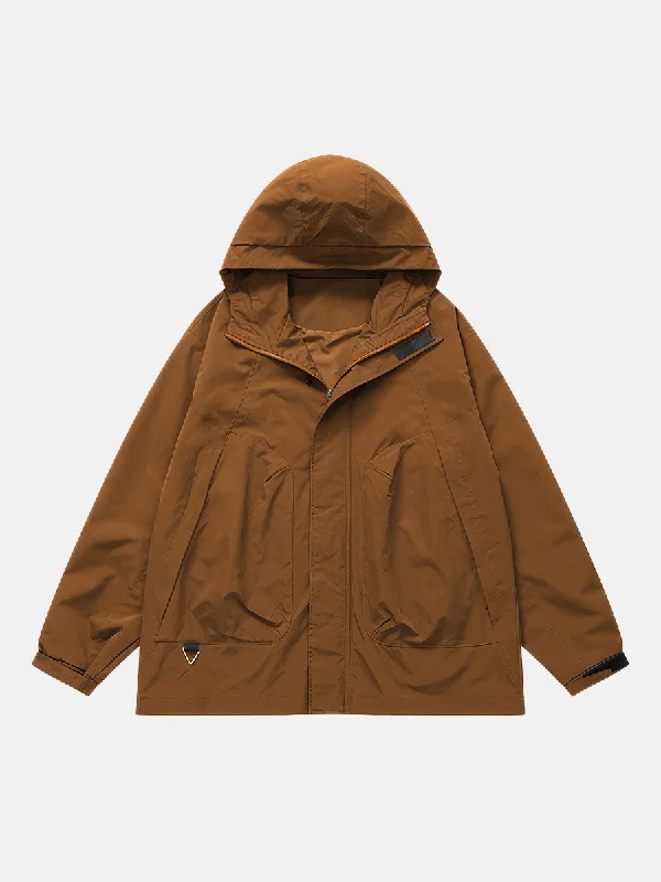 Men's formal shoes with a contrast stitching detailWindproof Hooded Outdoor Jacket